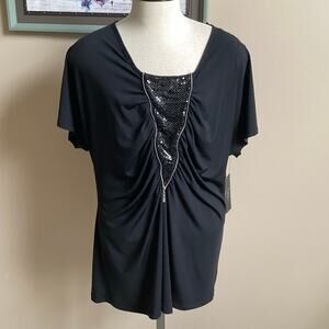 Rhapsody 2X Black Blouse  New